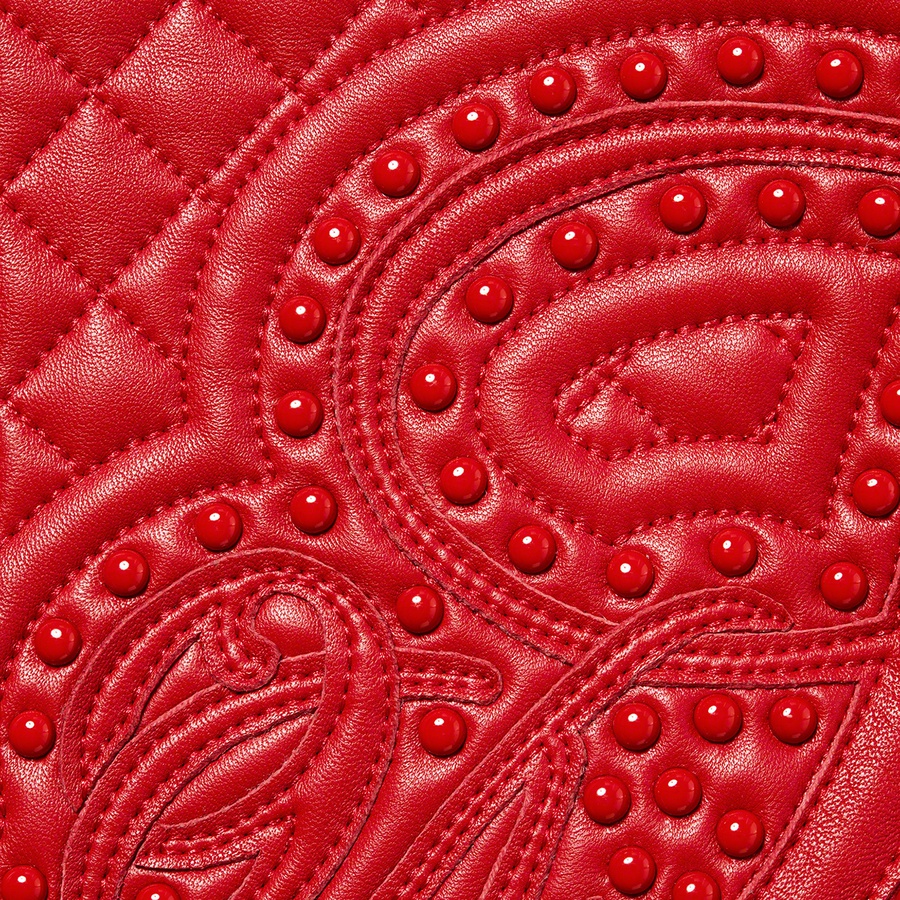 Supreme Studded Quilted Leather Jacket (FW22) - Red - $1198