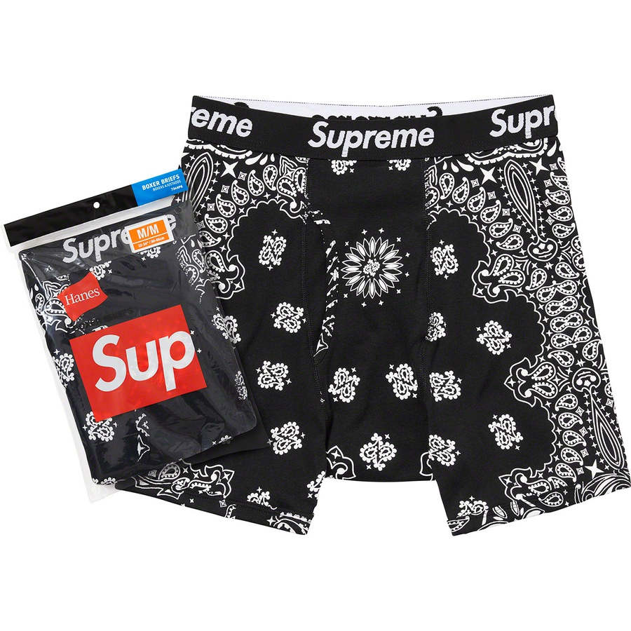 Supreme Supreme Hanes Bandana Boxer Briefs (2 Pack) (FW22) - Black - $32