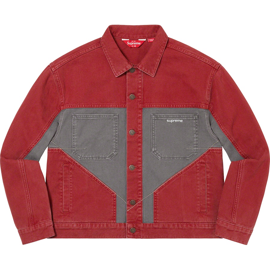 Supreme 2-Tone Paneled Denim Jacket (FW22) - Red - $198