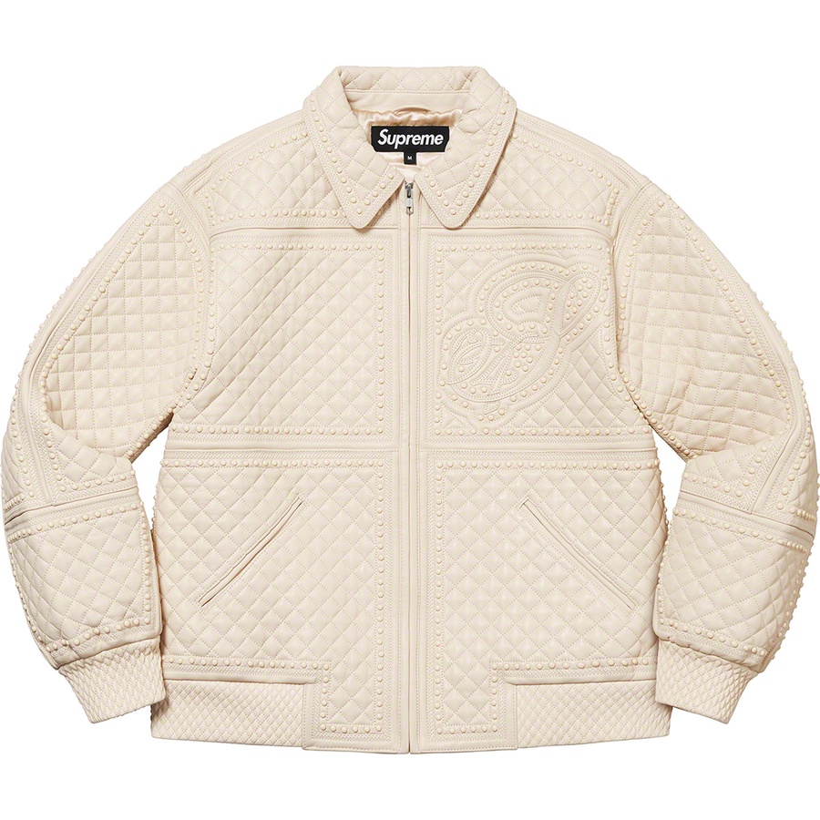 Supreme Studded Quilted Leather Jacket (FW22) - White - $1198