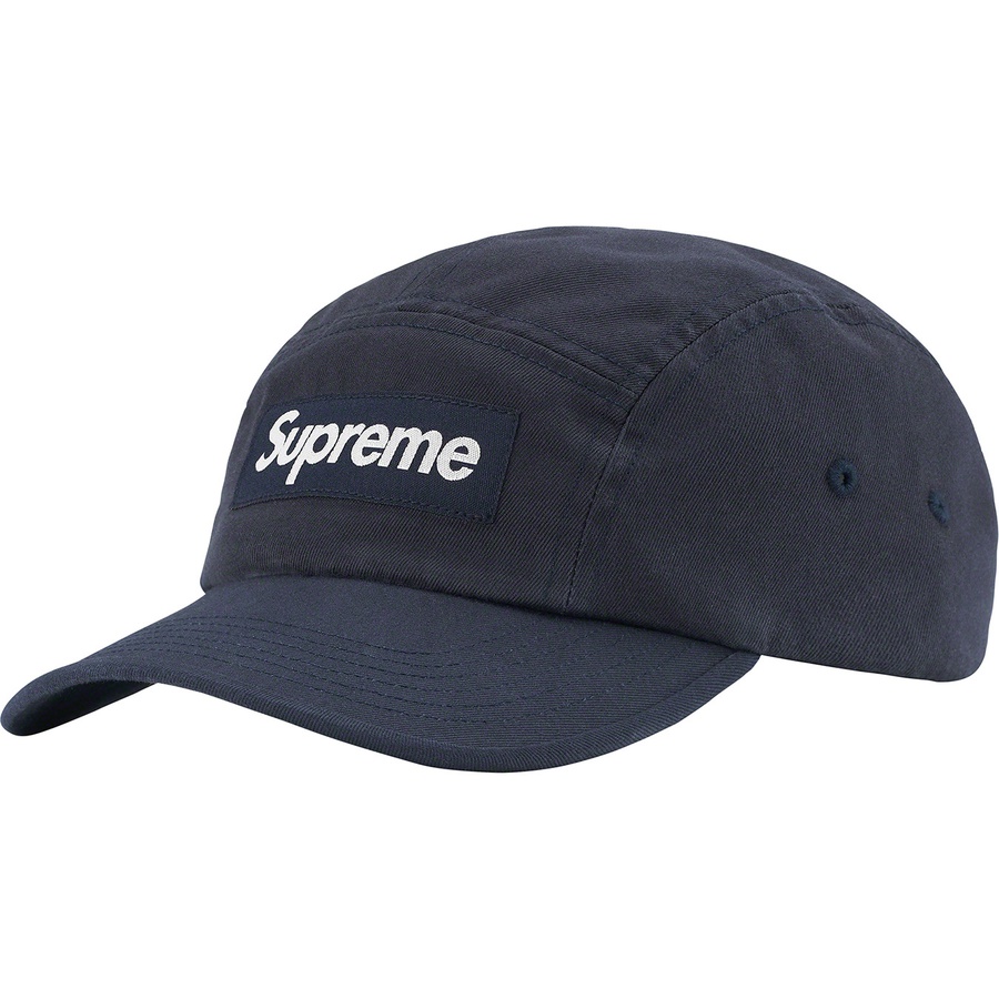 Supreme Washed Chino Twill Camp Cap (FW22) - Navy - $48