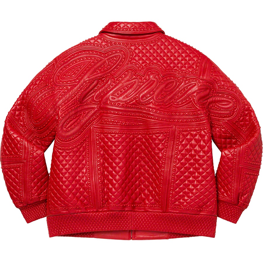 Supreme Studded Quilted Leather Jacket (FW22) - Red - $1198