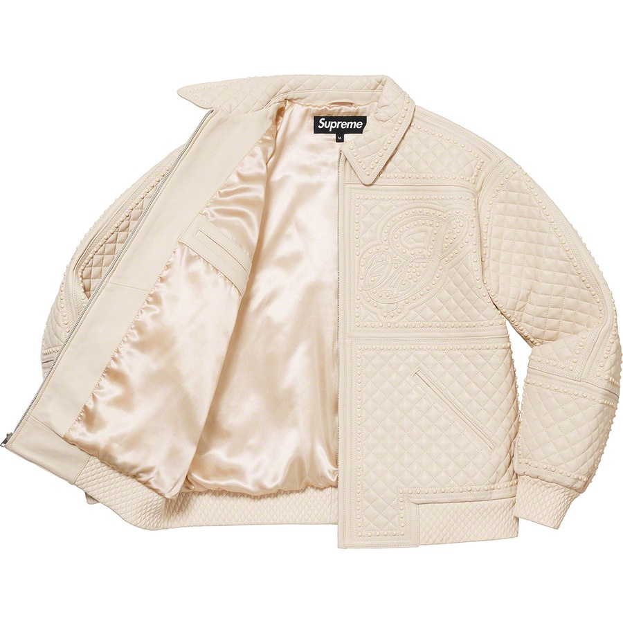 Supreme Studded Quilted Leather Jacket (FW22) - White - $1198