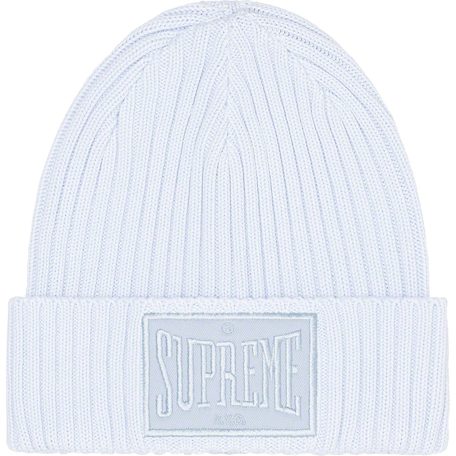 Supreme Overdyed Patch Beanie (FW22) - Light Blue - $38