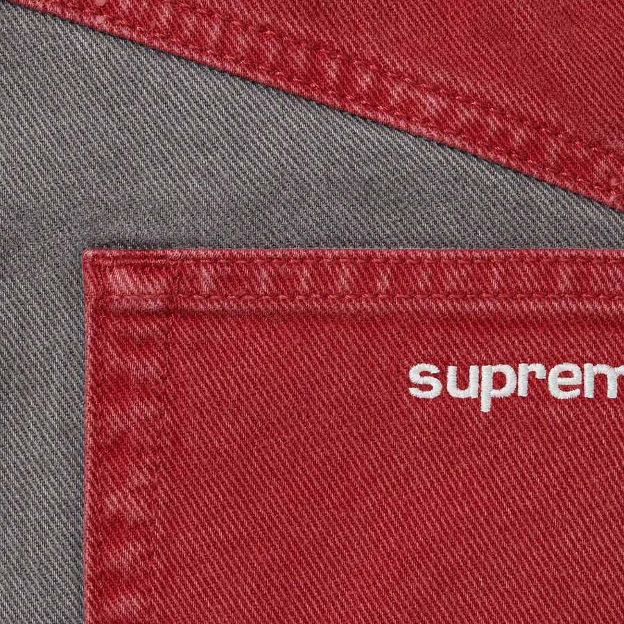 Supreme 2-Tone Paneled Jean (FW22) - Red - $178