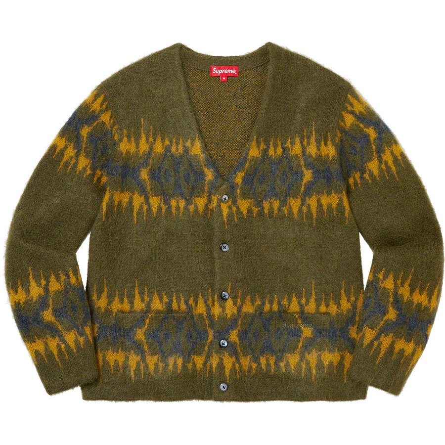 Supreme Abstract Stripe Cardigan (FW22) - Olive - $198