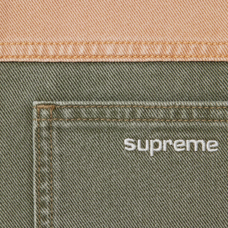 Supreme 2-Tone Paneled Denim Jacket (FW22) - Brown - $198