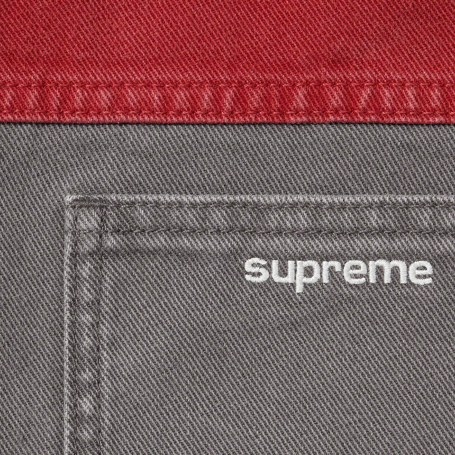 Supreme 2-Tone Paneled Denim Jacket (FW22) - Red - $198