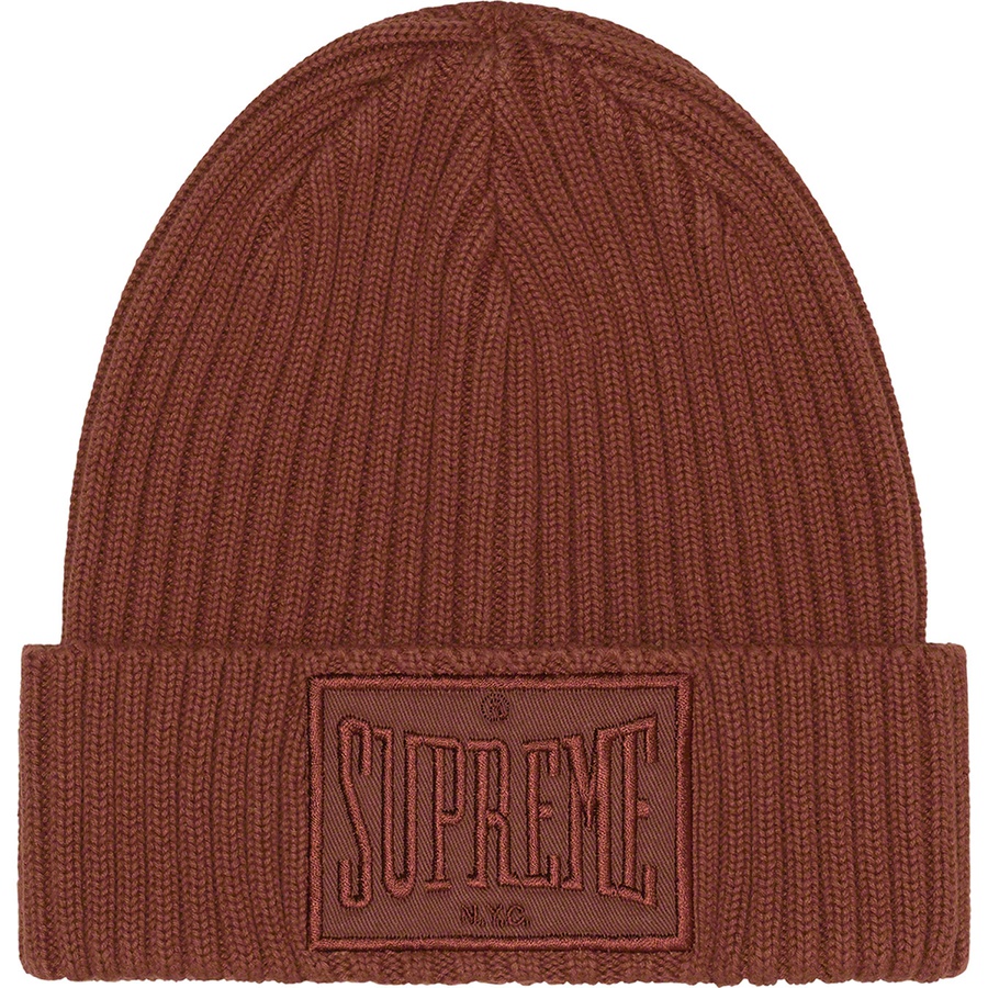 Supreme Overdyed Patch Beanie (FW22) - Brown - $38