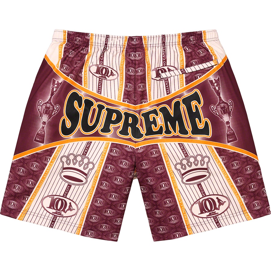 Supreme Por Ciento Soccer Short (FW22) - Burgundy - $98
