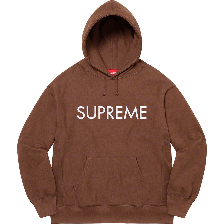 Supreme Capital Hooded Sweatshirt (FW22) - Dark Brown - $158