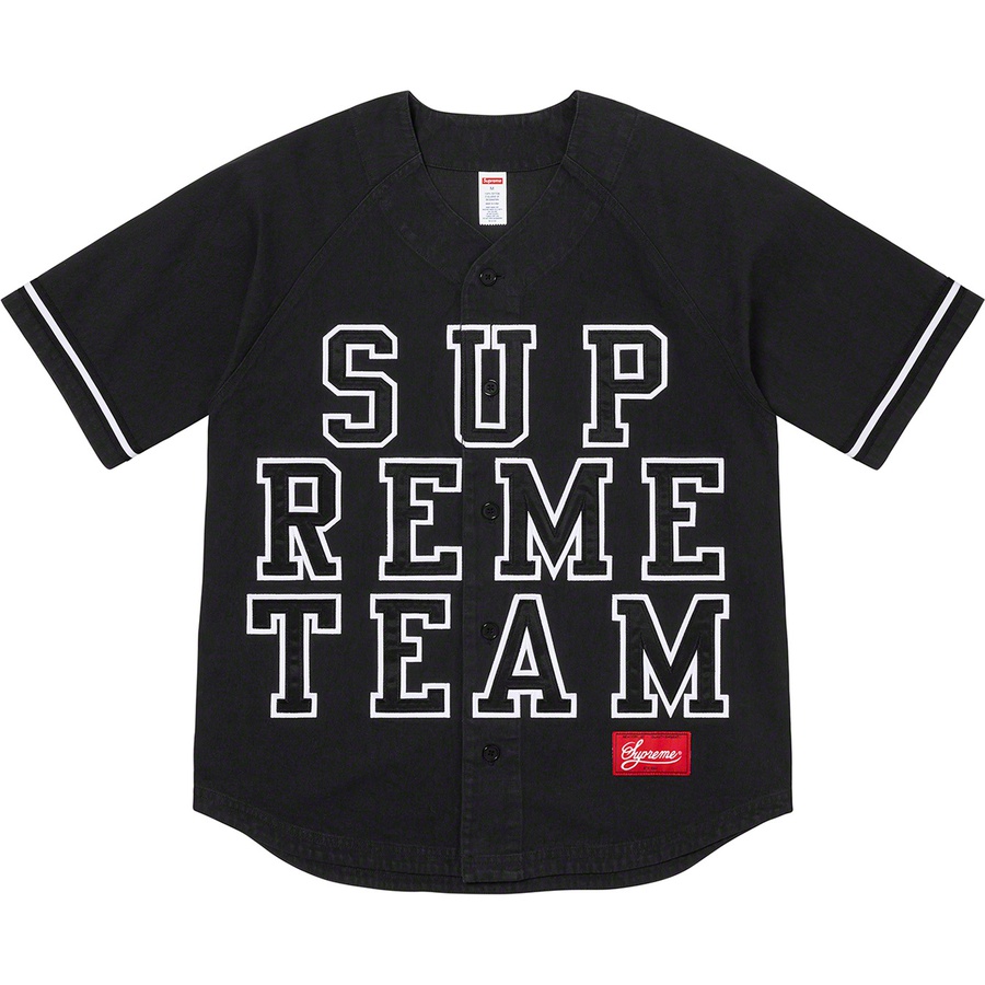 Supreme Denim Baseball Jersey (FW22) - Black - $148