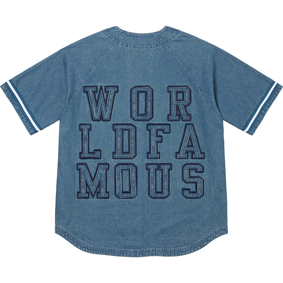 Supreme Denim Baseball Jersey (FW22) - Blue - $148