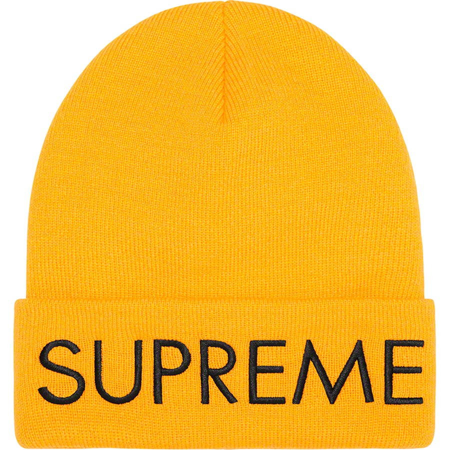 Supreme Capital Beanie (FW22) - Bright Gold - $38