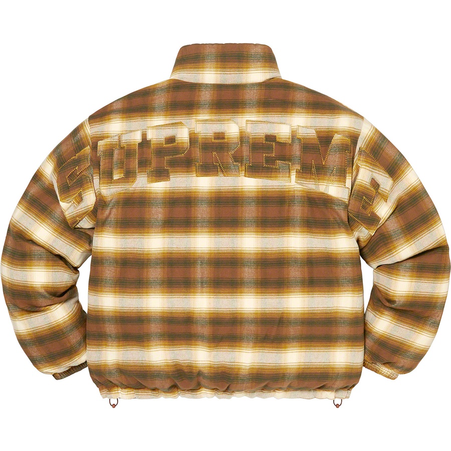 Supreme Flannel Reversible Puffer Jacket (FW22) - Brown - $298