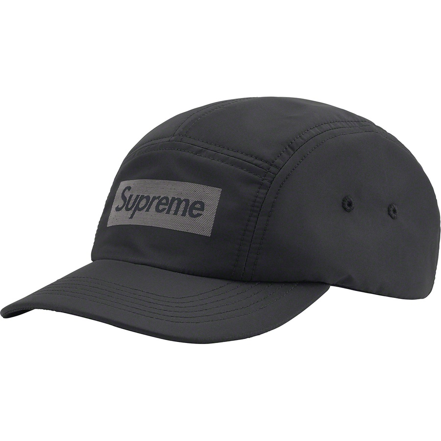Supreme Reflective Jacquard Logo Camp Cap (FW22) - Black - $58