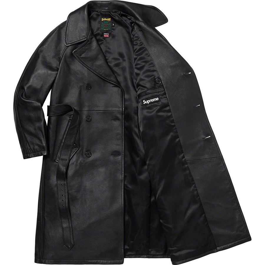 Supreme Supreme Schott Leather Trench Coat (FW22) - Black - $1498