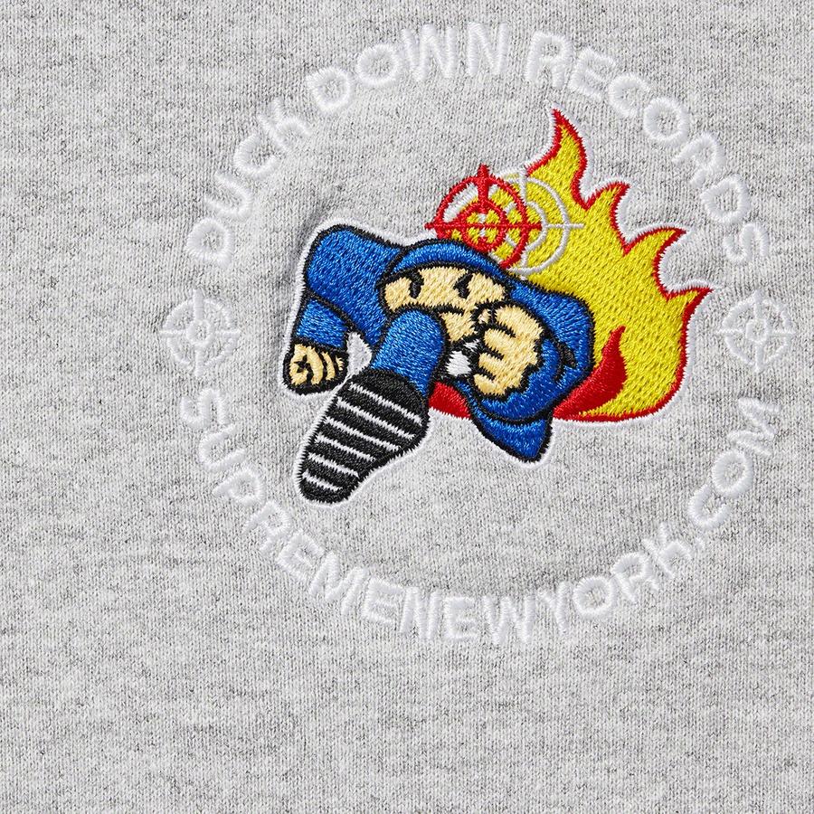 Supreme Duck Down Records Hooded Sweatshirt (FW22) - Heather Grey - $178