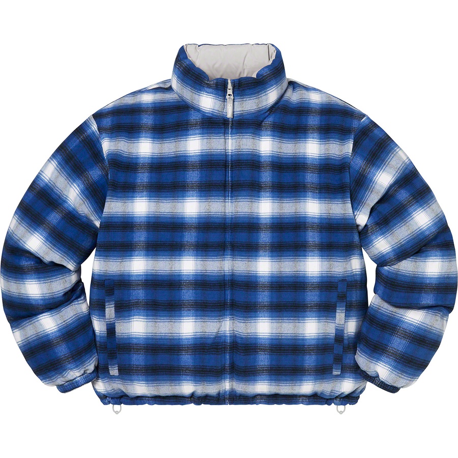 Supreme Flannel Reversible Puffer Jacket (FW22) - Grey - $298