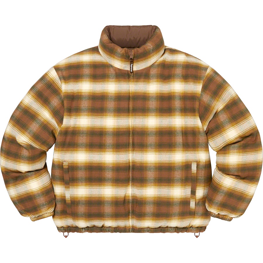 Supreme Flannel Reversible Puffer Jacket (FW22) - Brown - $298
