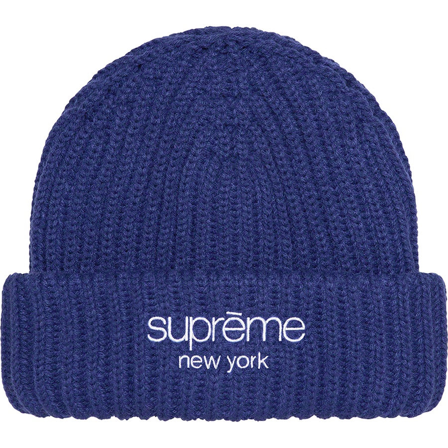 Supreme Ribbed Beanie (FW22) - Dark Royal - $38
