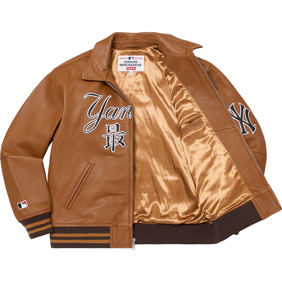 Supreme Supreme New York Yankees™ Kanji Leather Varsity Jacket (FW22) - Brown - $898