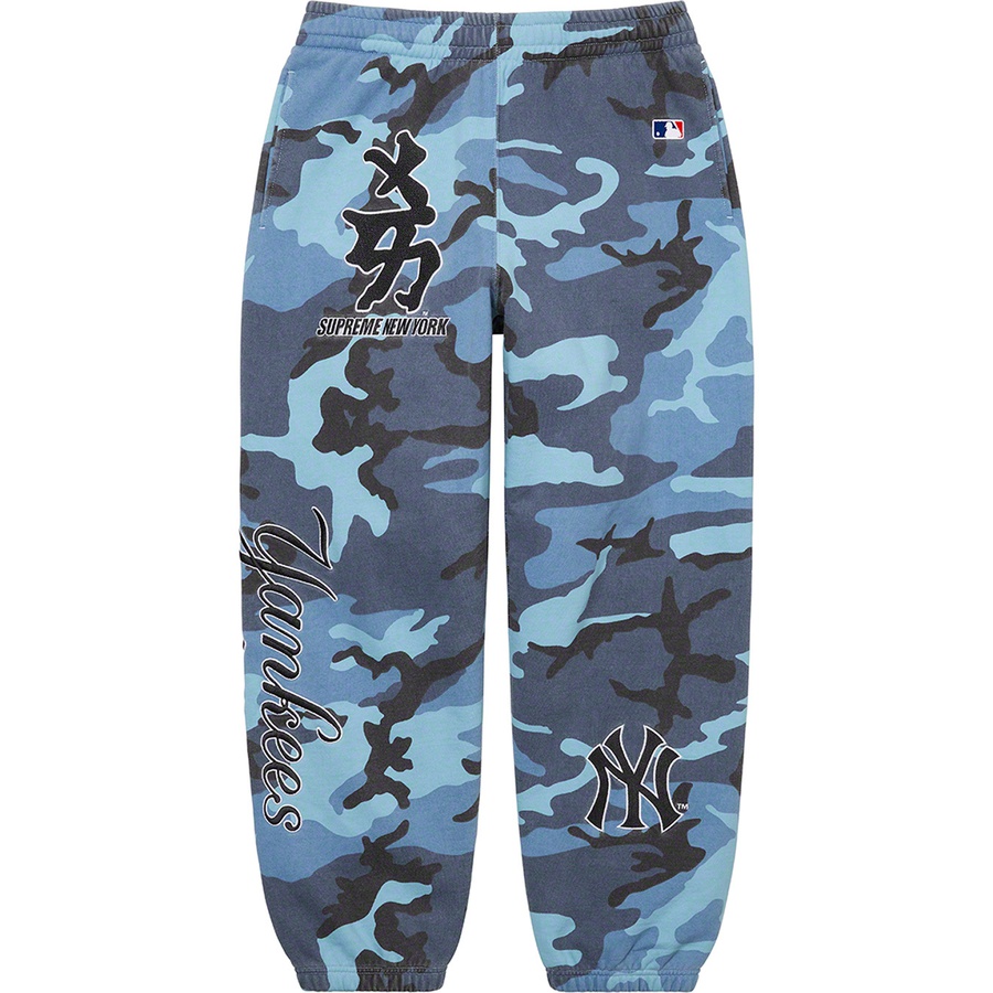 Supreme Supreme New York Yankees™ Kanji Sweatpant (FW22) - Blue Camo - $178