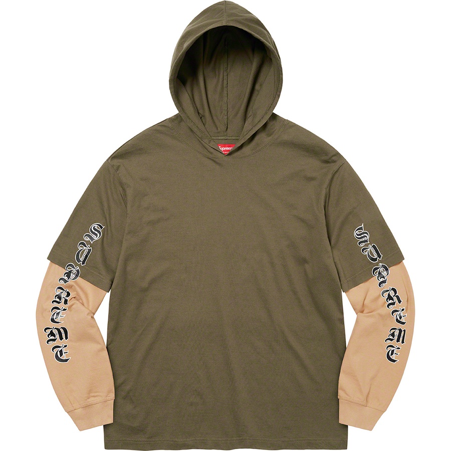 Supreme Layered Hooded L S Top (FW22) - Olive - $98