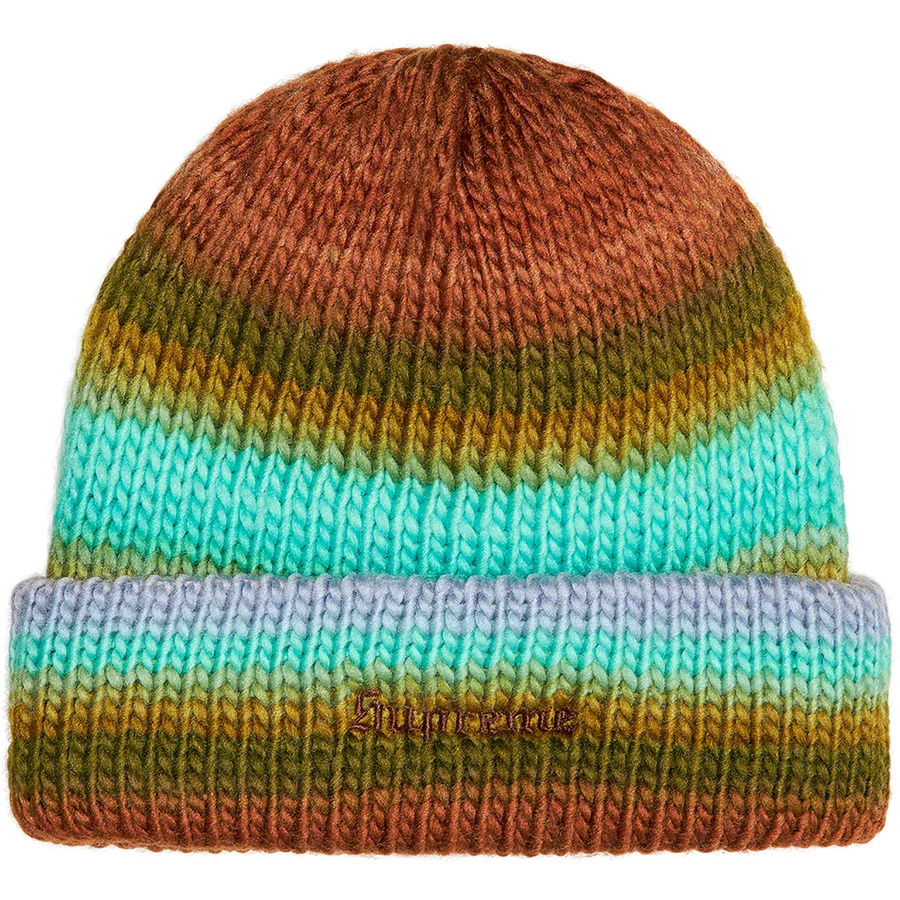 Supreme Ombre Stripe Beanie (FW22) - Olive - $44