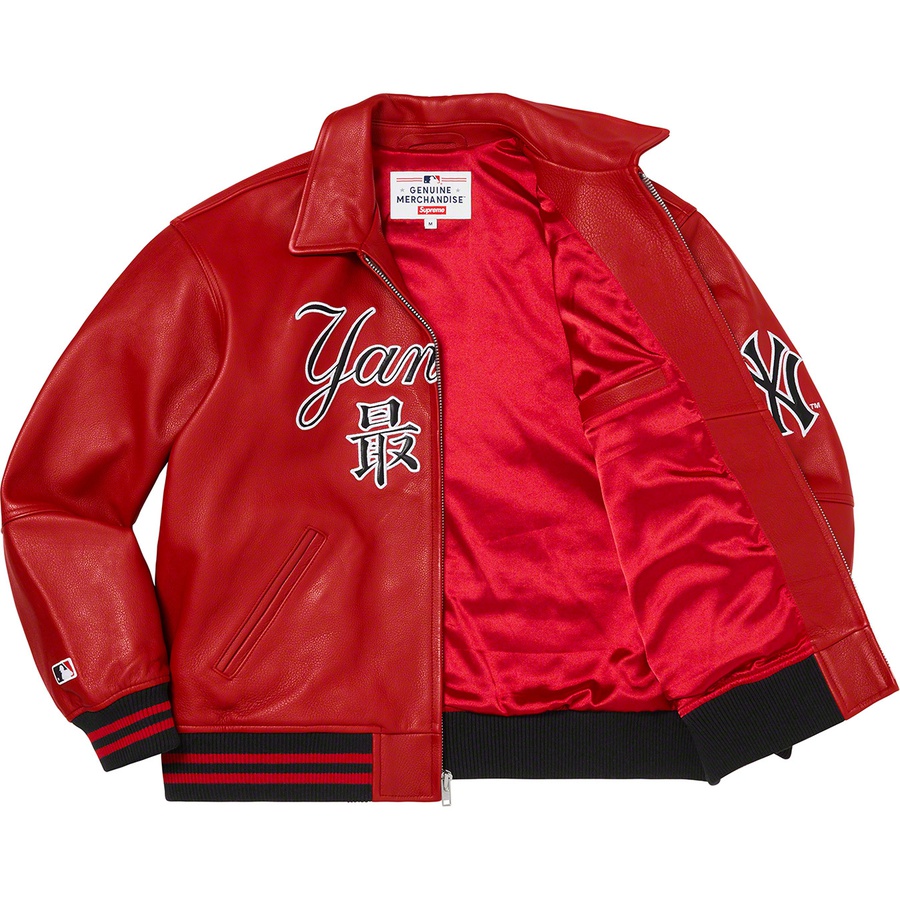 Supreme Supreme New York Yankees™ Kanji Leather Varsity Jacket (FW22) - Red - $898