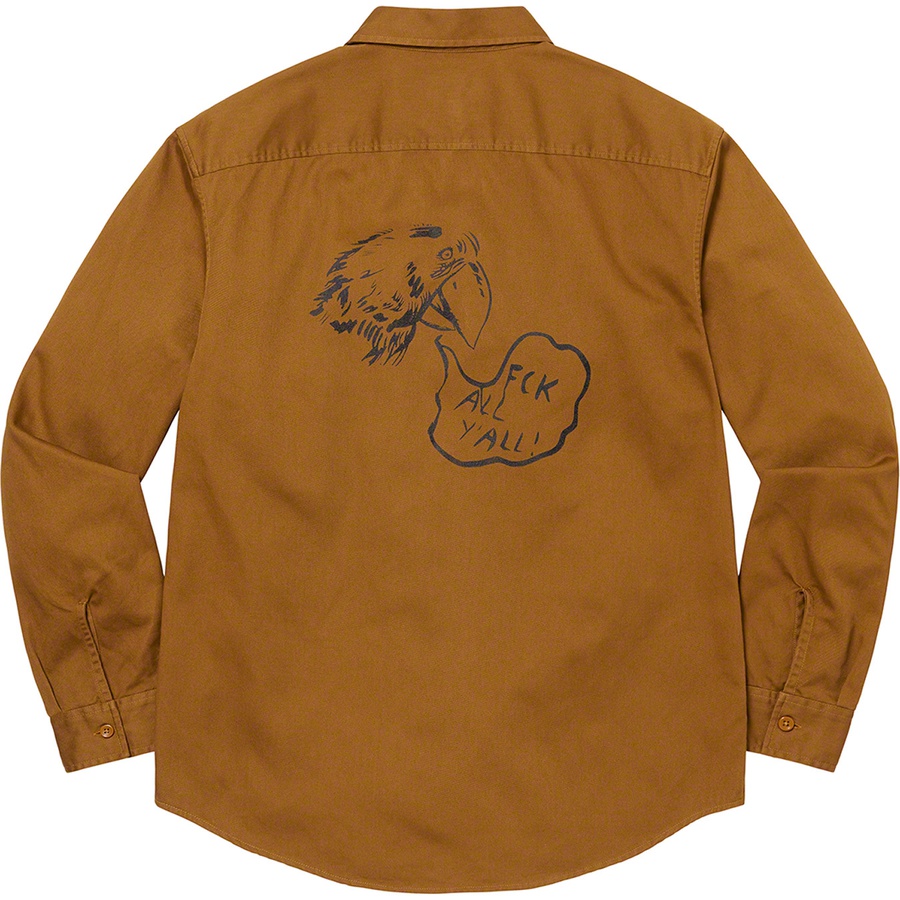 Supreme Raymond Pettibon Work Shirt (FW22) - Washed Brown - $148