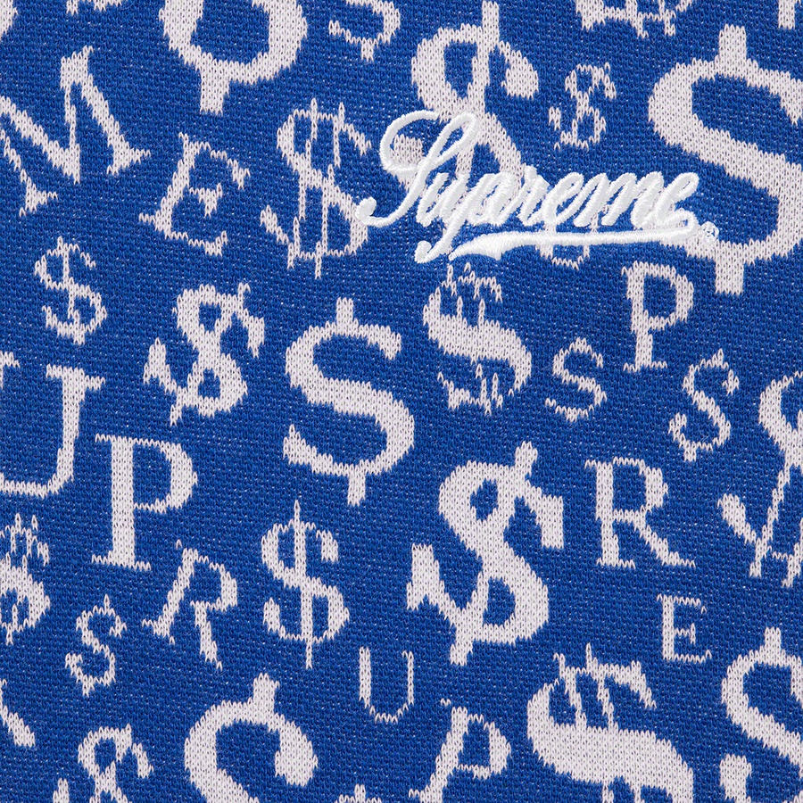 Supreme Currency Jacquard Zip L S Polo (FW22) - Blue - $118