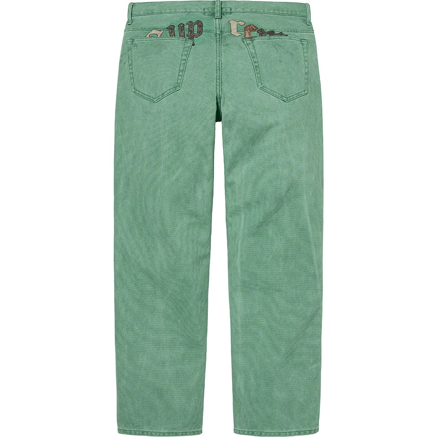 Supreme Supreme The Great China Wall Canvas 5-Pocket Jean (FW22) - Washed Green - $268