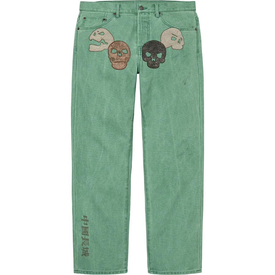 Supreme Supreme The Great China Wall Canvas 5-Pocket Jean (FW22) - Washed Green - $268
