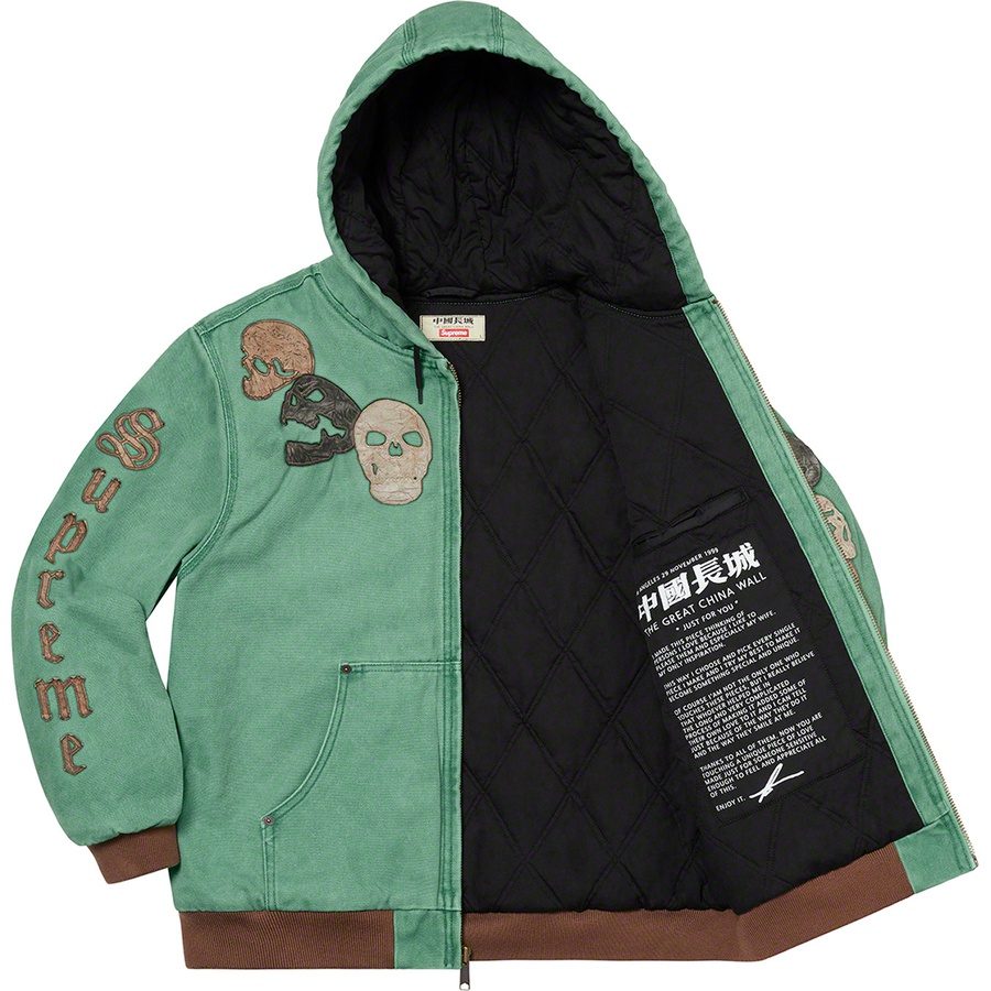 Supreme Supreme The Great China Wall Hooded Work Jacket (FW22) - Washed Green - $398