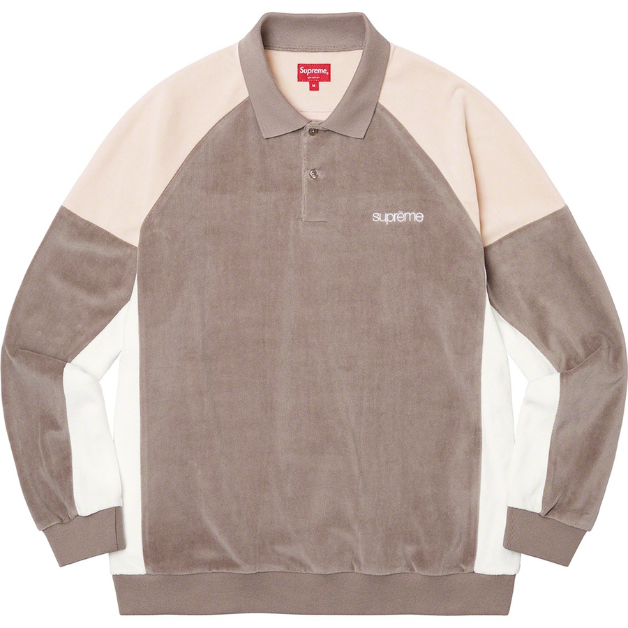 Supreme Paneled Velour L S Polo (FW22) - Light Brown - $118