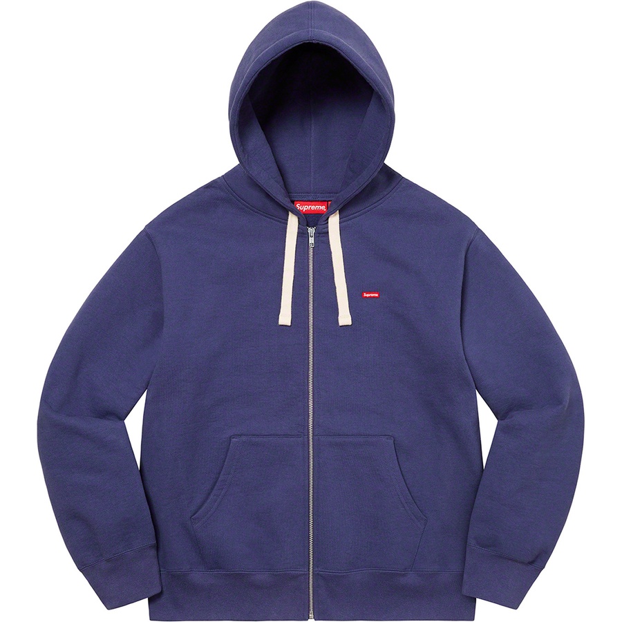 Supreme Small Box Drawcord Zip Up Hooded Sweatshirt (FW22) - Washed Navy - $158