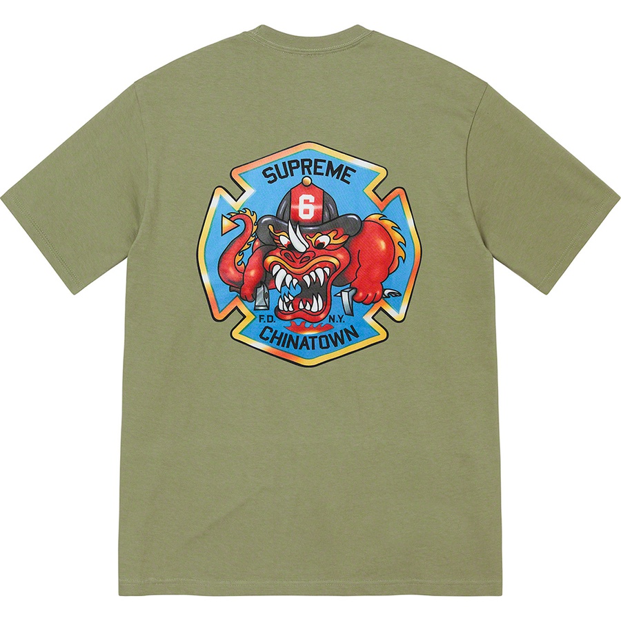 Supreme FDNY Engine 9 Tee (FW22) - Light Olive - $48