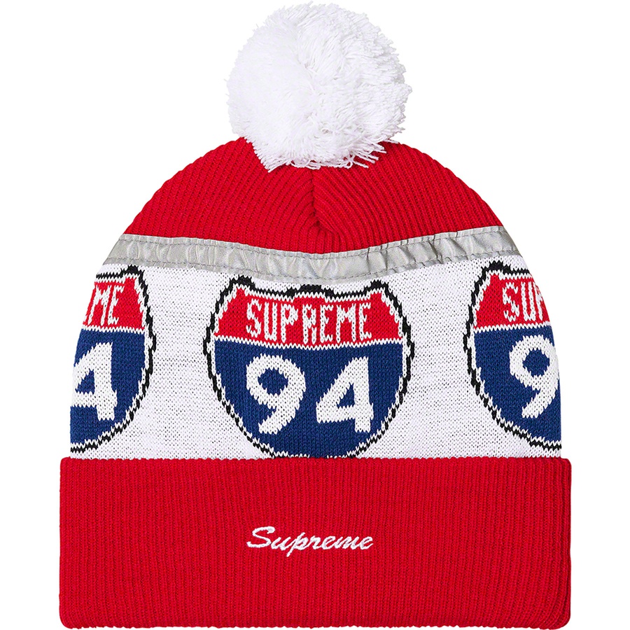 Supreme Interstate Reflective Beanie (FW22) - Red - $40