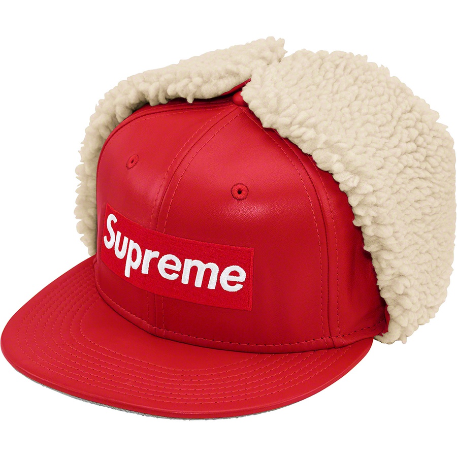 Supreme Leather Earflap New Era (FW22) - Red - $88
