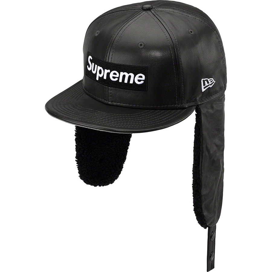 Supreme Leather Earflap New Era (FW22) - Black - $88