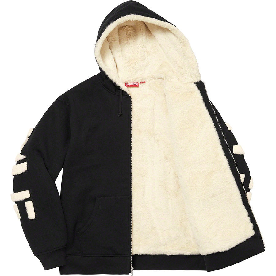 Supreme Faux Fur Lined Zip Up Hooded Sweatshirt (FW22) - Black - $198