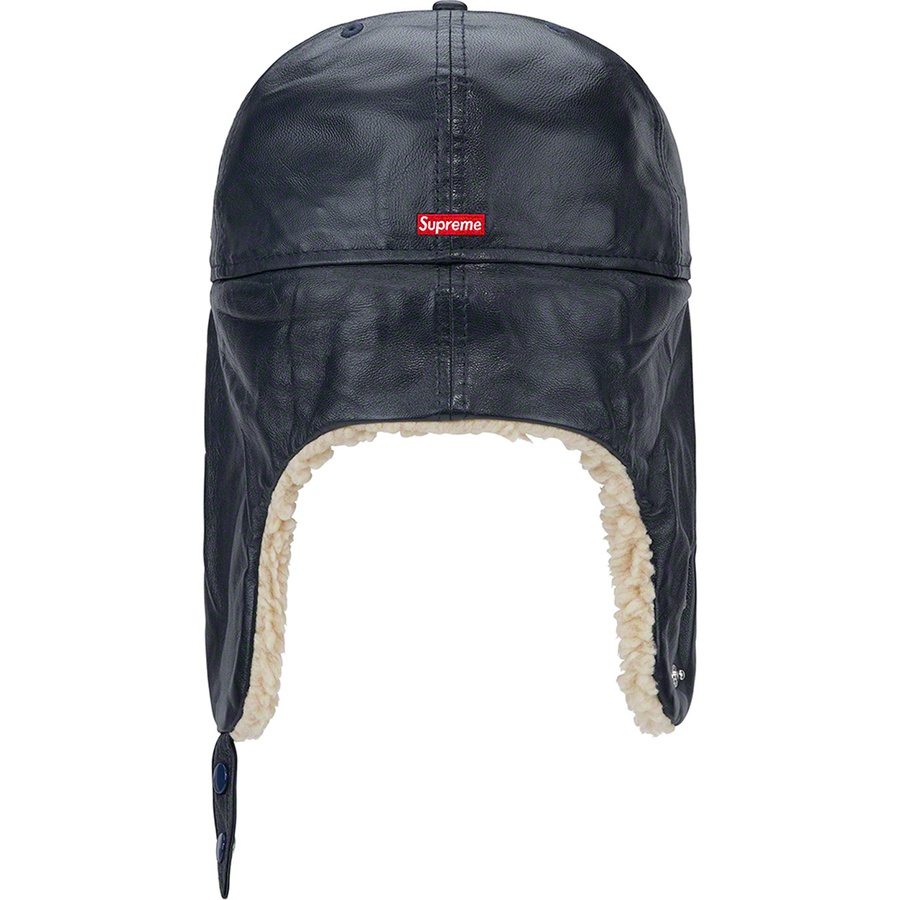 Supreme Leather Earflap New Era (FW22) - Navy - $88