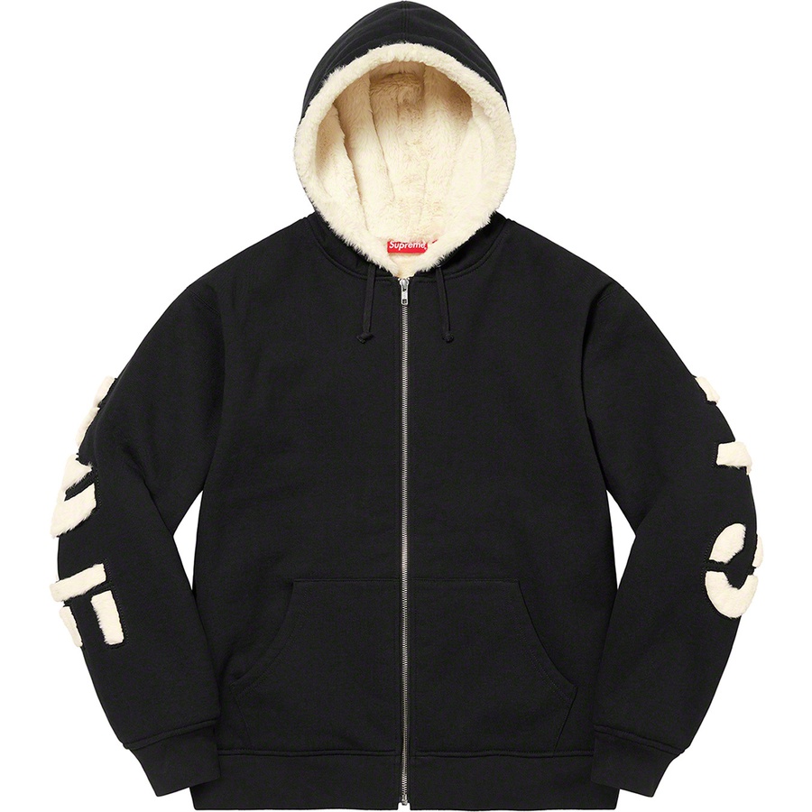 Supreme Faux Fur Lined Zip Up Hooded Sweatshirt (FW22) - Black - $198