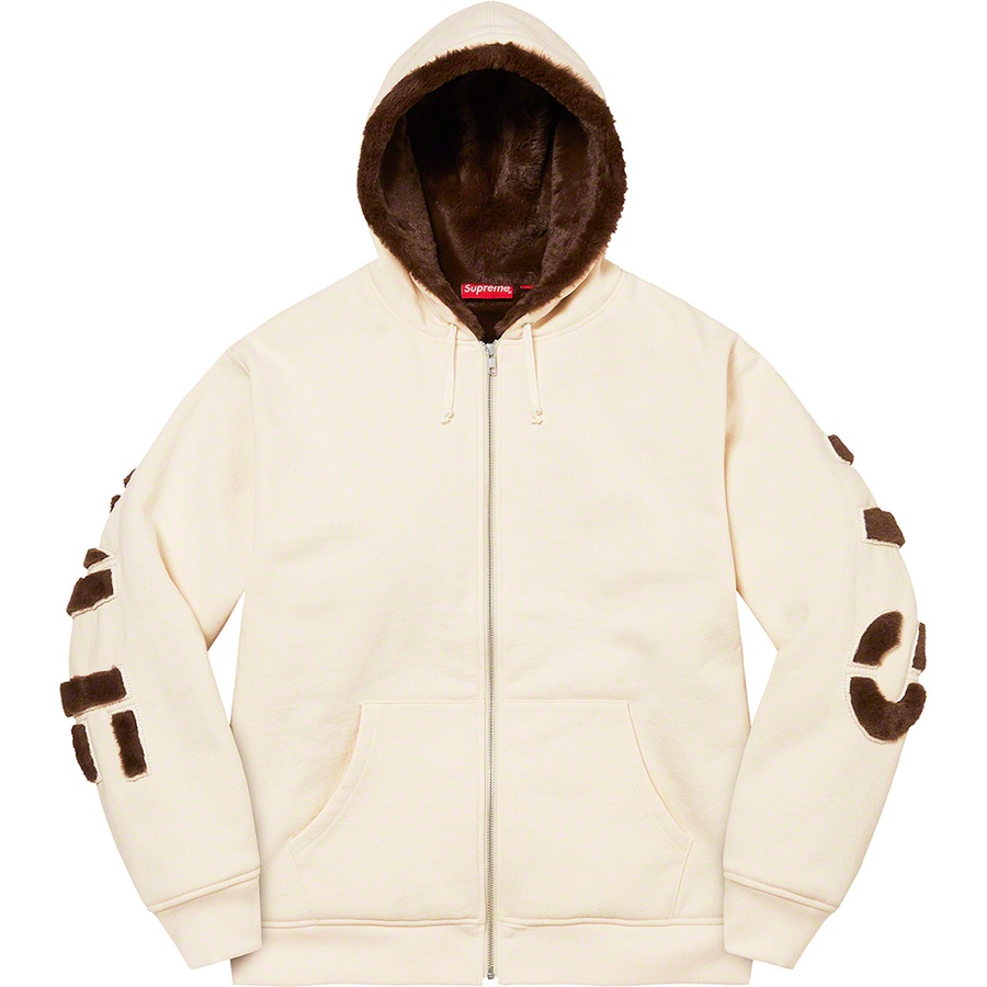 Supreme Faux Fur Lined Zip Up Hooded Sweatshirt (FW22) - Natural - $198