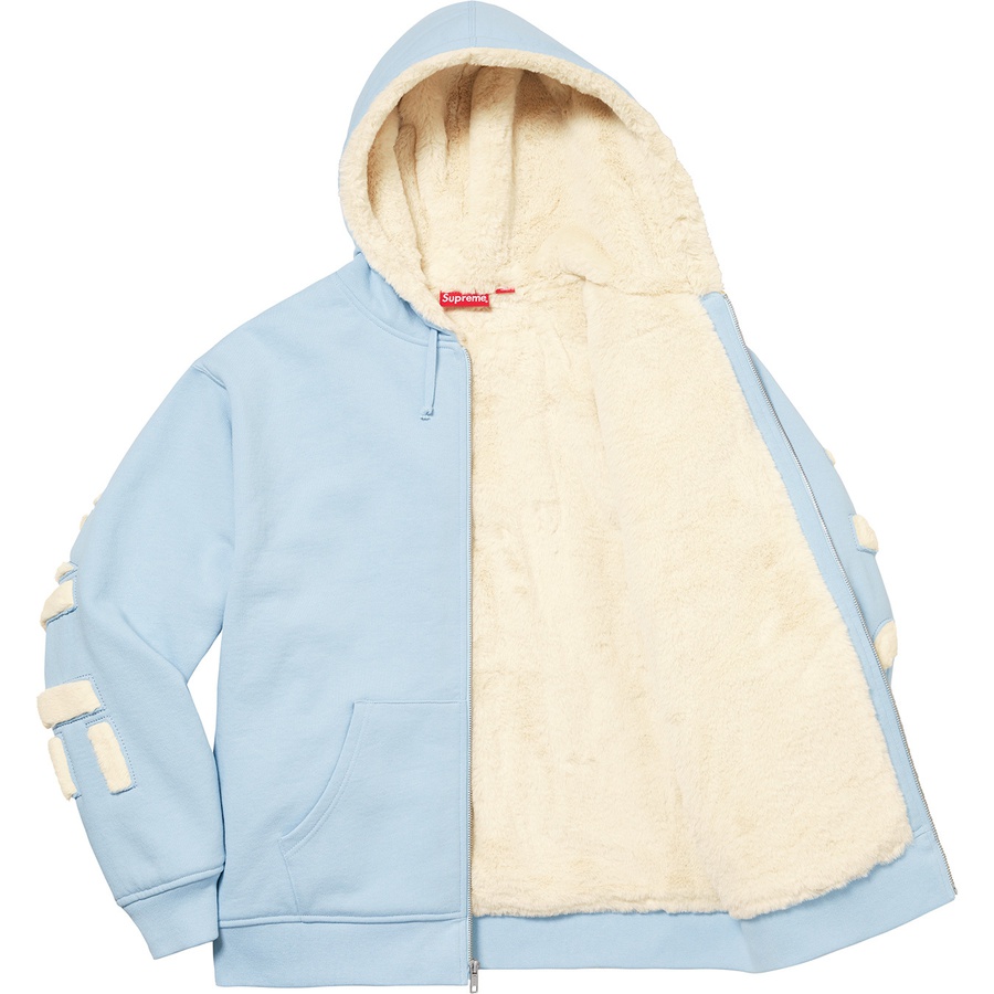 Supreme Faux Fur Lined Zip Up Hooded Sweatshirt (FW22) - Light Blue - $198