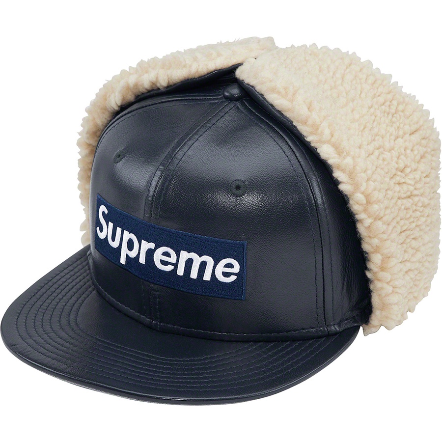 Supreme Leather Earflap New Era (FW22) - Navy - $88