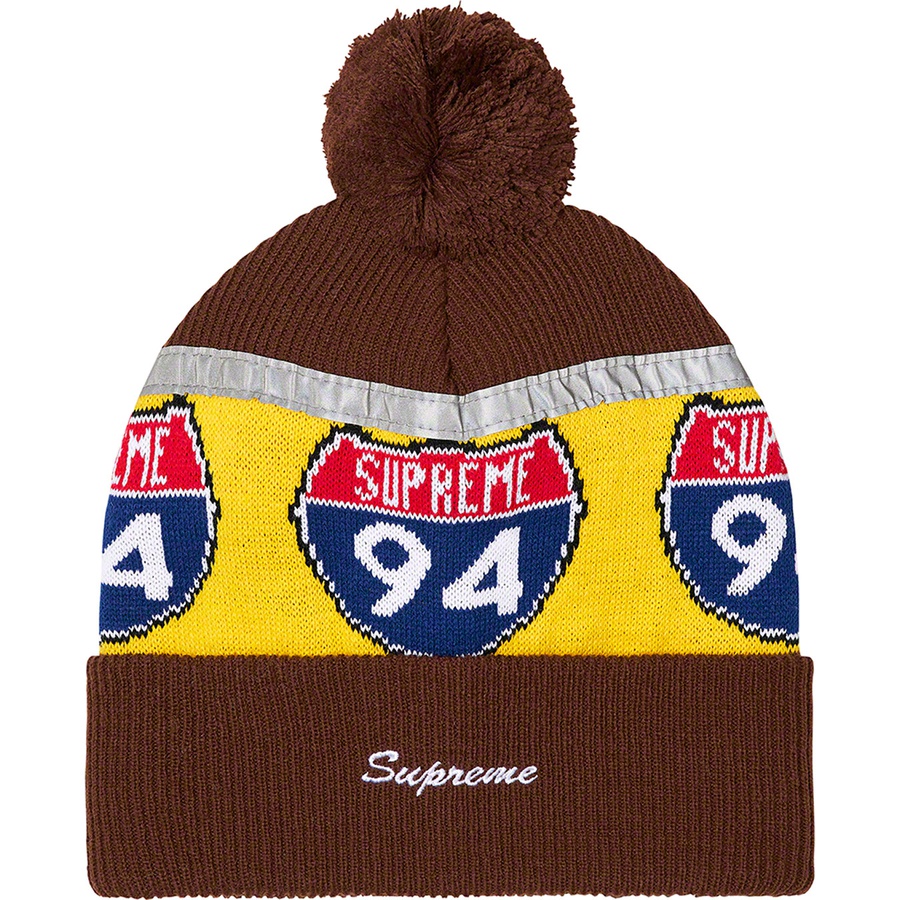 Supreme Interstate Reflective Beanie (FW22) - Brown - $40