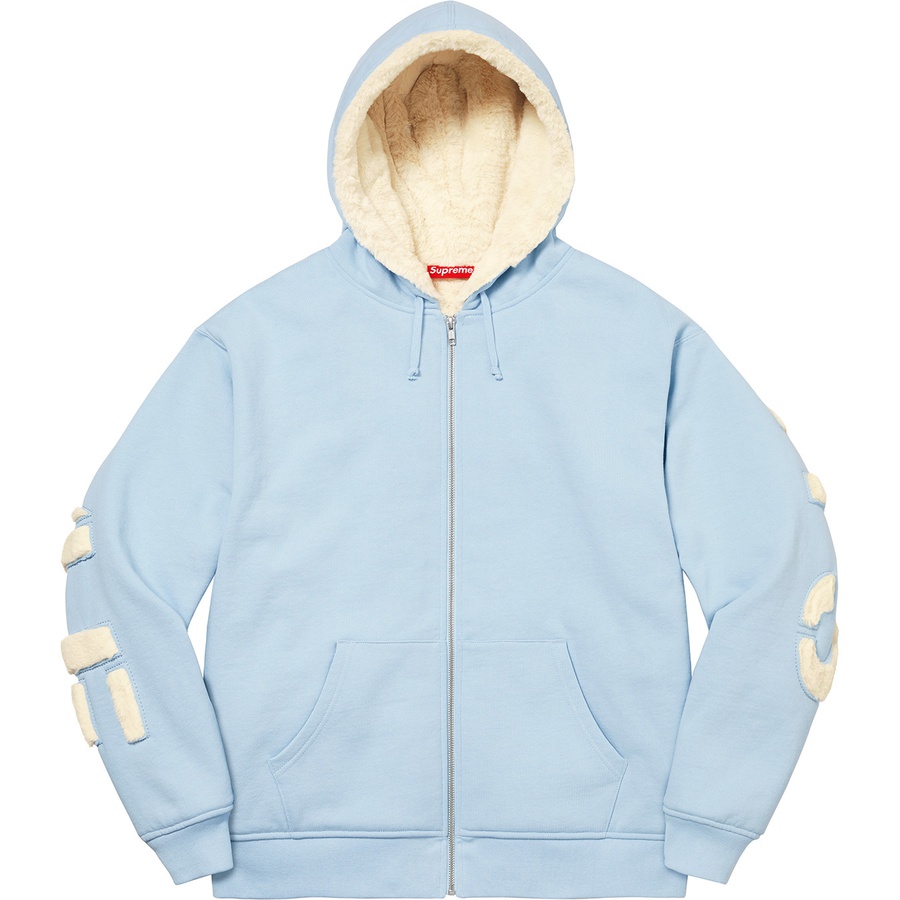 Supreme Faux Fur Lined Zip Up Hooded Sweatshirt (FW22) - Light Blue - $198