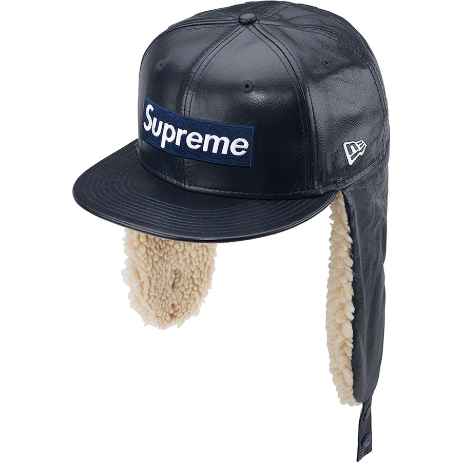 Supreme Leather Earflap New Era (FW22) - Navy - $88